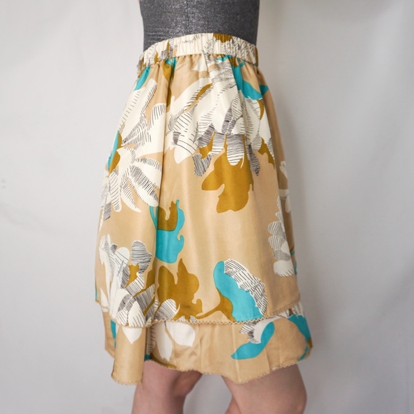 ANTHRO ODILLE Languid Silk Floral Mini Skirt 0624 - Picture 3 of 7